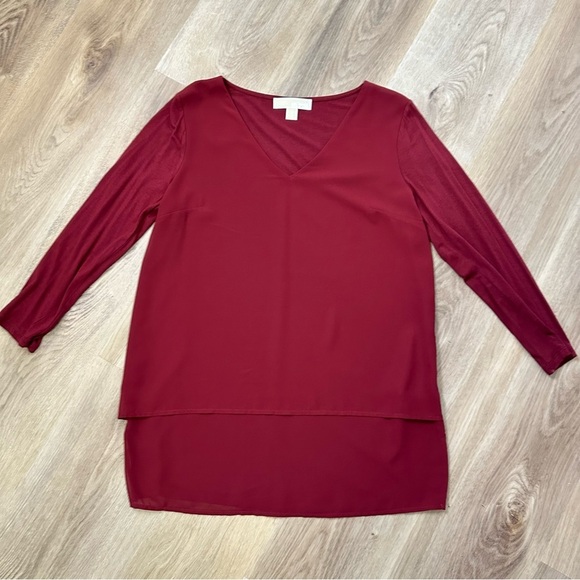 Michael Kors Red V-Neck Blouse - Picture 2 of 7